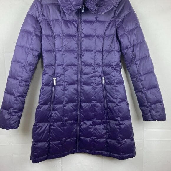 Laundry by Shelli Segal Womens XS Down Quilted Puffer Winter Jacket Purple - Picture 6 of 9